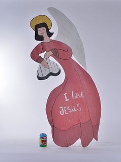 Wooden Angel Cutout - I LOVE JESUS