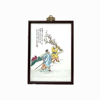 Chinese Porcelain Plaque Hand Painted Warriors
