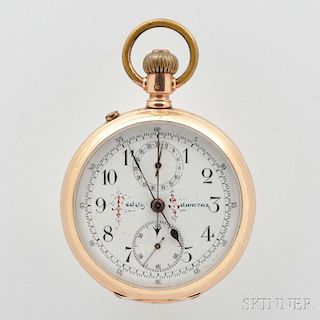 Swiss 14kt Gold Double Chronograph