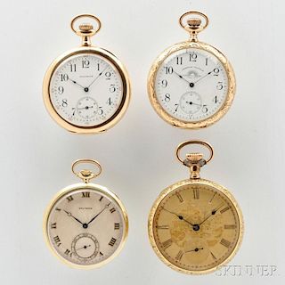 Four Gold Waltham Open Face  Watches