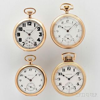 Four Gold-filled Hamilton Open Face Watches