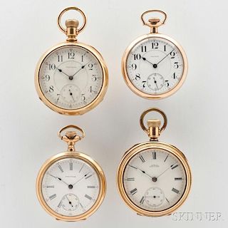Four Gold-filled Waltham Open Face Watches