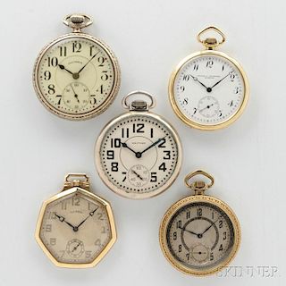 Five American Open Face Watches