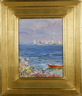 Jan Pawlowski Oil on Canvas "Sailing in Polpis Harbor"