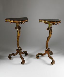 Pair of Hand Painted Venetian Pedestals, circa 1870