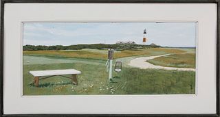 John Austin Tempera on Artist Board "5th Tee, Sankaty Golf Course"