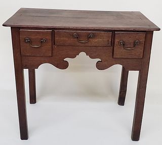 English Oak Three Drawer Dressing Table, 19th Century
