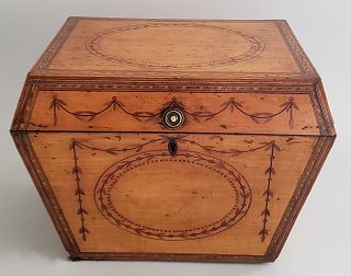 Satinwood Inlaid Sewing Box, 19th Century