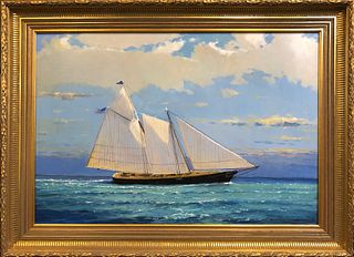 William Lowe Oil on Canvas "Schooner Yacht America"