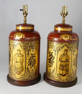 Pair of Tole Tea Canisters, 19th Century