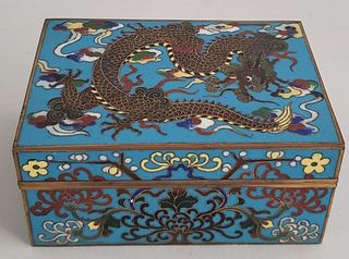 Antique Chinese Cloisonné Dragon Decorated Box
