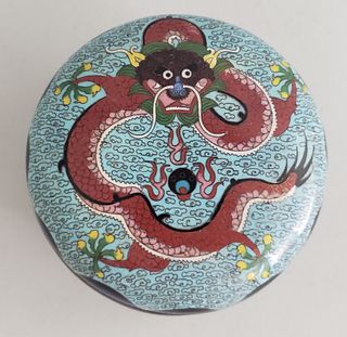 Antique Chinese Cloisonné Dragon Designed Covered Box