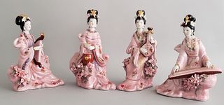 Four Chinese Porcelain Geisha Figurines