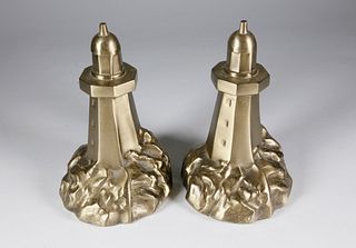 Contemporary Brass Lighthouse Bookends