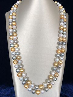 Fine Multicolor South Sea Pearl Necklace, 14k Yellow Gold Clasp