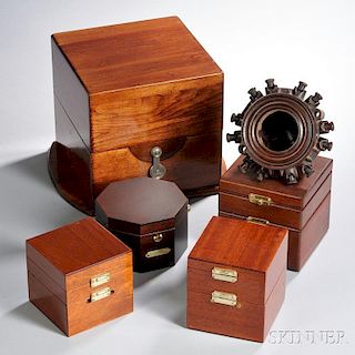 Five Chronometer Boxes and a Liberty Aviation Clock Case