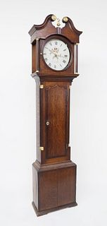 English Oak Tall Case Clock By Robert Simpfon, Wirksworth, 19th Century