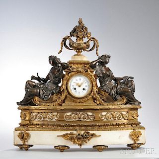 French Gilt and Marble Figural Mantel Clock