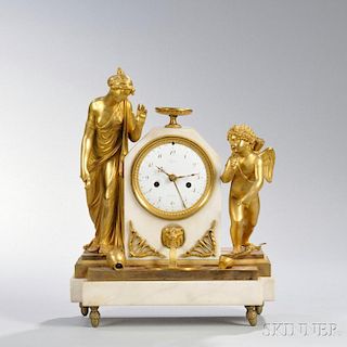 Lepine Gilt and Marble Figural Mantel Clock