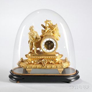 Gilt Figural Clock and Dome