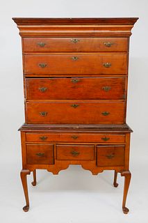 American Country Queen Anne Flat Top Highboy, circa 1770