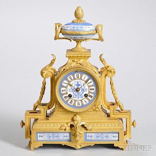 French Gilt and Porcelain Mantel Clock
