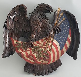 Carved and Painted American Eagle Plaque, 19th Century