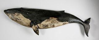 Wick Ahrens Carved and Painted Finback Whale Plaque, 2008