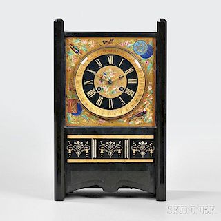 Hand-painted Black Slate Aesthetic Movement Mantel Clock