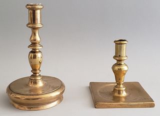 Two 18th Century English Brass Candlesticks