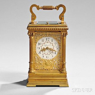 Tiffany Gilt-brass and Enamel Carriage Clock