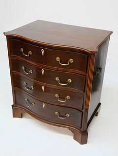 George III Inlaid Mahogany Serpentine Front Diminutive Chest of Drawers, 18th Century