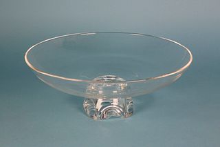 Signed Steuben Clear Crystal Footed Compote