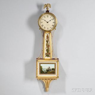 Mahogany Gilt Front Patent Timepiece or "Banjo" Clock
