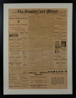 Framed Copy of the Inquirer and Mirror July 13, 1946