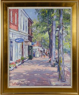 Jan Pawlowski Oil on Canvas "Main Street, Nantucket"