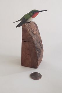 Jim Hazeley Hand Carved and Painted Miniature Model of a Hummingbird