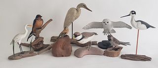 Collection of 8 Hand Carved and Painted Bird Decoys