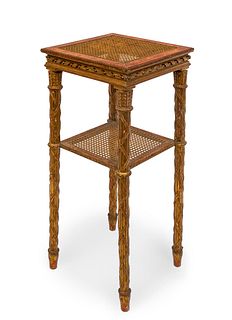 Luis XVI style table, late 19th century. 
Carved wood, gilded and mesh.