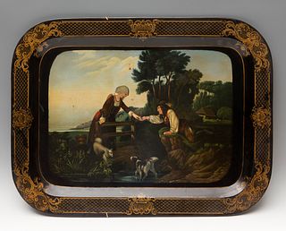 Central European tray, ca. 1850. 
Painted brass.