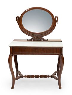 Dresser. Spain, Queen Governor era, ca. 1830. Mahogany wood with marble top and mirror.