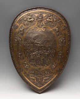 Shield following Renaissance models, late 19th century. 
Copper.