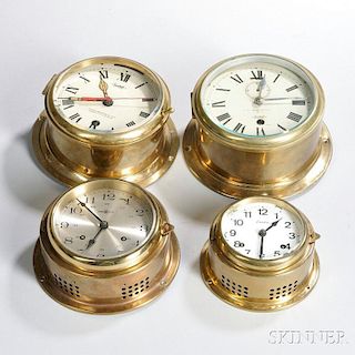 Four Brass-cased Deck Clocks