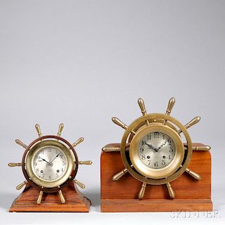 Two Chelsea Yacht Wheel Ship's Bell Clocks