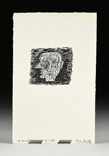 DEREK BOSHIER (British b. 1937) A DRAWING, "Head of Man," DECEMBER 1980,