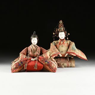 A PAIR OF JAPANESE HINAMATSURI DOLLS IN TRADITIONAL HEIAN DRESS, MEIJI PERIOD (1867-1912),