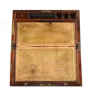 A REGENCY BRASS BOUND MAHOGANY PORTABLE WRITING BOX, EARLY 19TH CENTURY,