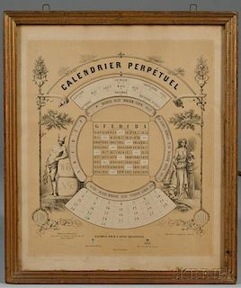 Framed French Perpetual Mechanical Calendar
