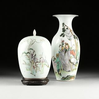 A GROUP OF TWO CHINESE FAMILLE ROSE PORCELAIN VASE AND GINGER JAR, CHINESE REPUBLIC (1912-1949),