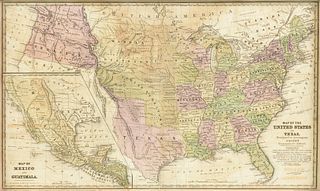 A REPUBLIC OF TEXAS MAP, "Map of the United States and Texas Designed to Accompany Smith's Geography for Schools," CONNECTICUT, 1839, 